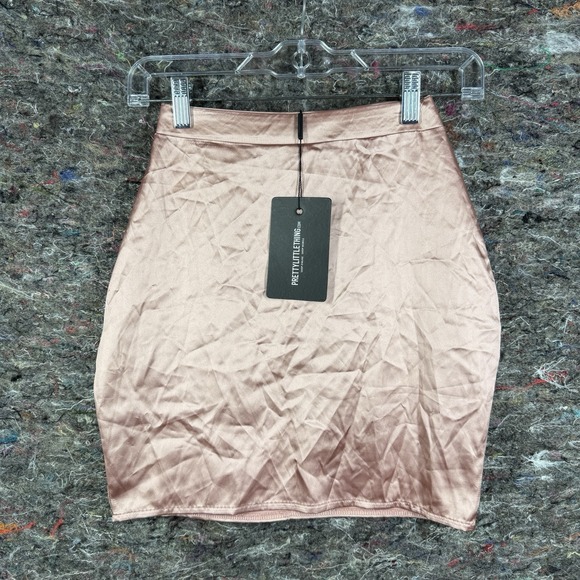 Pretty Little Things Skirt Womens Size 0‎ Dusty Rose Satin High Waist Mini Skirt - Picture 1 of 11